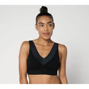 Breezies Women's Bra Sz M Comfort Breeze Wirefree Contour Black A679222
